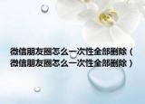 微信朋友圈怎么一次性全部删除（微信朋友圈怎么一次性全部删除）
