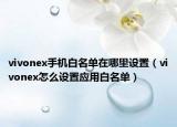 vivonex手机白名单在哪里设置（vivonex怎么设置应用白名单）
