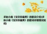 求赵小南《宝贝你最美》的歌词介绍(求赵小南《宝贝你最美》的歌词详细情况如何)