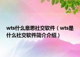 wts什么意思社交软件（wts是什么社交软件简介介绍）