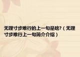 无理寸步难行的上一句是啥?（无理寸步难行上一句简介介绍）