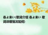 春よ来い(歌词介绍 春よ来い 歌词详细情况如何)