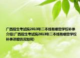 广西招生考试院2013年二本线有哪些学校补录介绍(广西招生考试院2013年二本线有哪些学校补录详细情况如何)