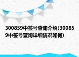 300859中签号查询介绍(300859中签号查询详细情况如何)