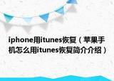 iphone用itunes恢复（苹果手机怎么用itunes恢复简介介绍）