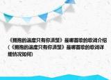 《拥抱的温度只有你清楚》是哪首歌的歌词介绍(《拥抱的温度只有你清楚》是哪首歌的歌词详细情况如何)