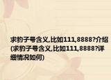 求豹子号含义,比如111,8888?介绍(求豹子号含义,比如111,8888?详细情况如何)