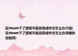 在steam下了游戏不能设置成中文怎么办介绍(在steam下了游戏不能设置成中文怎么办详细情况如何)