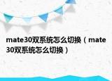 mate30双系统怎么切换（mate30双系统怎么切换）