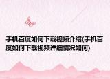 手机百度如何下载视频介绍(手机百度如何下载视频详细情况如何)