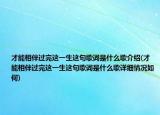 才能相伴过完这一生这句歌词是什么歌介绍(才能相伴过完这一生这句歌词是什么歌详细情况如何)
