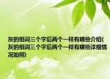 灰的组词三个字后两个一样有哪些介绍(灰的组词三个字后两个一样有哪些详细情况如何)