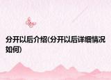 分开以后介绍(分开以后详细情况如何)