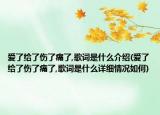 爱了给了伤了痛了,歌词是什么介绍(爱了给了伤了痛了,歌词是什么详细情况如何)