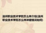 温州职业技术学院怎么样介绍(温州职业技术学院怎么样详细情况如何)