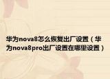 华为nova8怎么恢复出厂设置（华为nova8pro出厂设置在哪里设置）