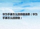 华为手表怎么回微信消息（华为手表怎么回微信）