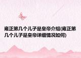 雍正第几个儿子是皇帝介绍(雍正第几个儿子是皇帝详细情况如何)