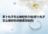 萝卜丸子怎么做好吃介绍(萝卜丸子怎么做好吃详细情况如何)
