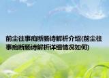 前尘往事痴断肠诗解析介绍(前尘往事痴断肠诗解析详细情况如何)