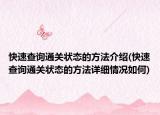 快速查询通关状态的方法介绍(快速查询通关状态的方法详细情况如何)