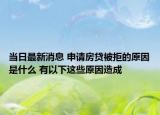 当日最新消息 申请房贷被拒的原因是什么 有以下这些原因造成