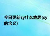 今日更新sy什么意思(sy的含义)