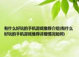 有什么好玩的手机游戏推荐介绍(有什么好玩的手机游戏推荐详细情况如何)