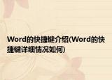 Word的快捷键介绍(Word的快捷键详细情况如何)