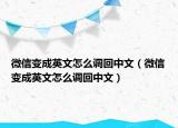 微信变成英文怎么调回中文（微信变成英文怎么调回中文）