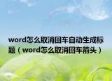 word怎么取消回车自动生成标题（word怎么取消回车箭头）