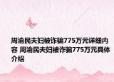 周渝民夫妇被诈骗775万元详细内容 周渝民夫妇被诈骗775万元具体介绍
