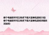 哪个电脑软件可以免费下载大型单机游戏介绍(哪个电脑软件可以免费下载大型单机游戏详细情况如何)