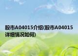 股市A04015介绍(股市A04015详细情况如何)