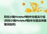 拜托小姐Hotstuff的中文唱法介绍(拜托小姐Hotstuff的中文唱法详细情况如何)