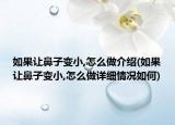 如果让鼻子变小,怎么做介绍(如果让鼻子变小,怎么做详细情况如何)