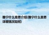 雅宁什么意思介绍(雅宁什么意思详细情况如何)