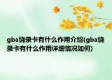 gba烧录卡有什么作用介绍(gba烧录卡有什么作用详细情况如何)