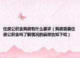 住房公积金购房有什么要求（购房需要住房公积金吗了解情况的麻烦告知下哈）