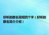 好听的群名简短四个字（好听的群名简介介绍）