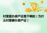 村里面办房产证是干嘛的（为什么村里要办房产证）