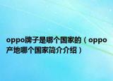 oppo牌子是哪个国家的（oppo产地哪个国家简介介绍）