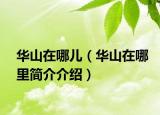 华山在哪儿（华山在哪里简介介绍）