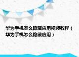 华为手机怎么隐藏应用视频教程（华为手机怎么隐藏应用）