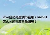 vivo自动亮度调节在哪（vivoS1怎么关闭亮度自动调节）