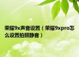 荣耀9x声音设置（荣耀9xpro怎么设置拍照静音）