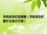 手机状态栏在哪里（手机状态栏是什么简介介绍）
