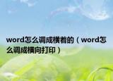 word怎么调成横着的（word怎么调成横向打印）