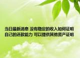 当日最新消息 没有稳定的收入如何证明自己的还款能力 可以提供其他资产证明
