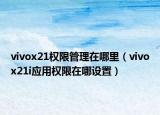 vivox21权限管理在哪里（vivox21i应用权限在哪设置）